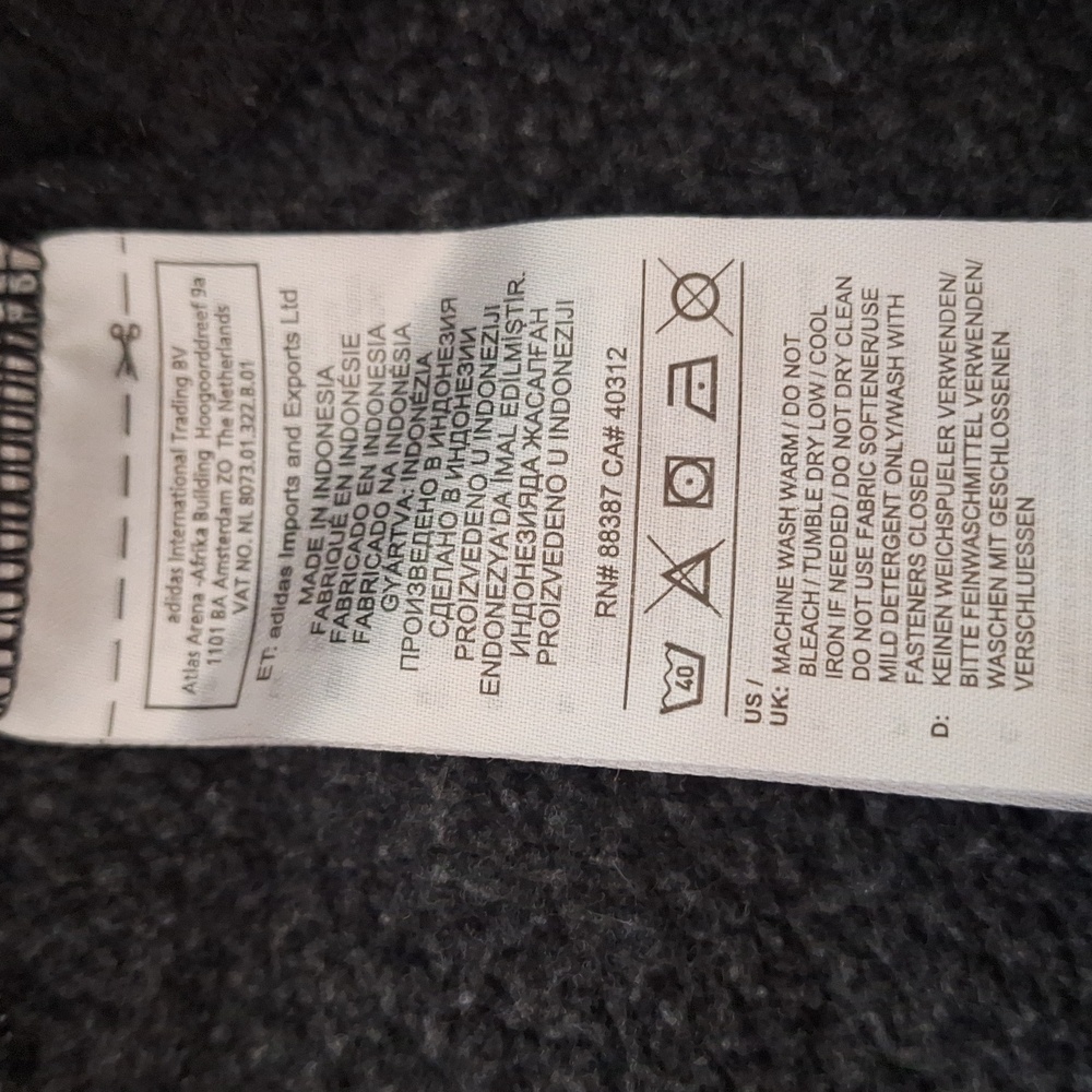 Adidas Gray Full Zip Hoodie with drawstring L - Picture 9 of 10